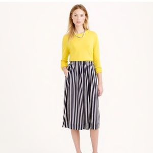 J Crew Pleated Midi Skirt in Stripe